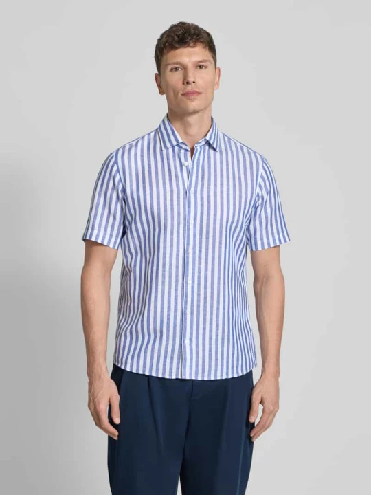 Zdjęcie produktu Koszula biznesowa z mieszanki lnu w kroju slim fit z kołnierzykiem kent Jake*s Królewski niebieski
