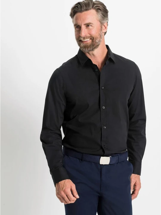 Zdjęcie produktu Koszula biznesowa ze stretchem, slim fit BonPrix czarny
