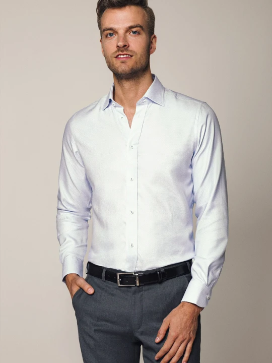 Zdjęcie produktu Koszula Błękitna Bawełniana Mikrowzór Slim Blossom 2 Lancerto Niebieski