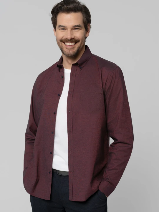 Zdjęcie produktu Koszula burgundowa, Slim Fit, K-CEBU Volcano Burgundowy melanż