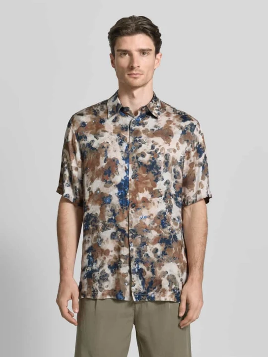 Zdjęcie produktu Koszula casual o kroju boxy fit z wiskozy w całościowy wzór Armani Exchange Beżowy