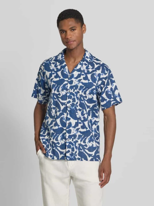 Zdjęcie produktu Koszula casual o kroju krój regular fit z nadrukiem allover model 'BILBAO' Jack&Jones Jeansowy niebieski