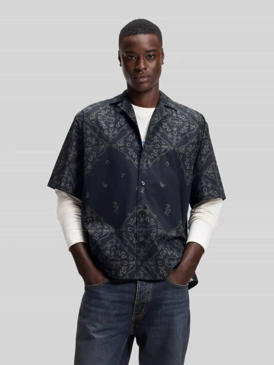 Zdjęcie produktu Koszula casual o kroju relaxed fit z czystej bawełny Hugo Ciemnoniebieski