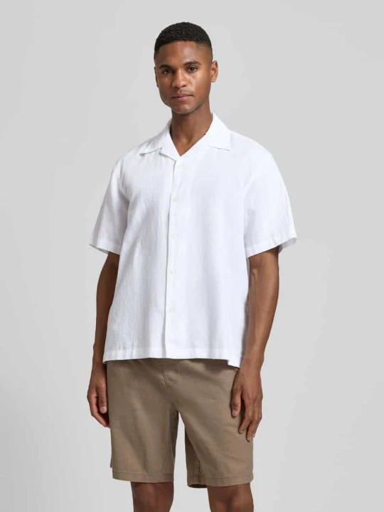 Zdjęcie produktu Koszula casual o kroju relaxed fit z mieszanki lnu i bawełny model 'RLXCLAY' Selected Homme Biały