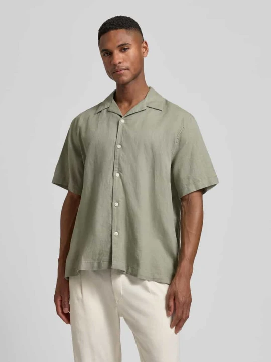 Zdjęcie produktu Koszula casual o kroju relaxed fit z mieszanki lnu i bawełny model 'RLXCLAY' Selected Oliwkowy