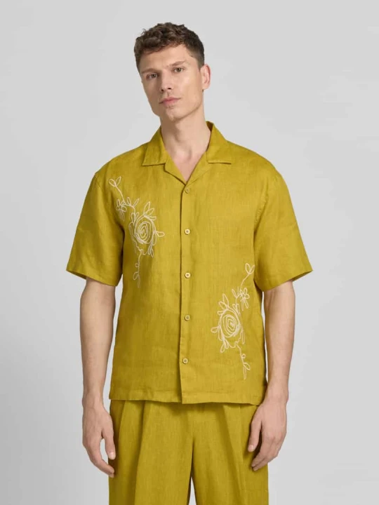 Zdjęcie produktu Koszula casual z czystego lnu w kroju regular fit Jake*s Musztardowy