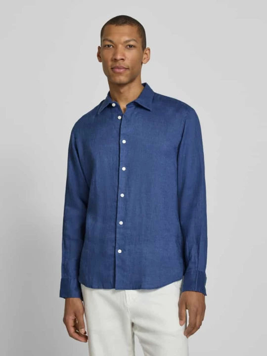 Zdjęcie produktu Koszula casual z czystego lnu w kroju regular fit model 'REGKYLIAN' Selected Homme Ciemnoniebieski