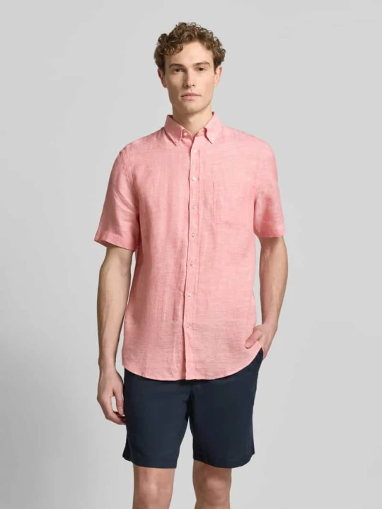 Zdjęcie produktu Koszula casual z lnu, krój regular fit Christian Berg Łososiowy