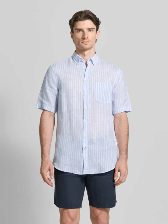 Zdjęcie produktu Koszula casual z lnu, krój regular fit Christian Berg Błękitny