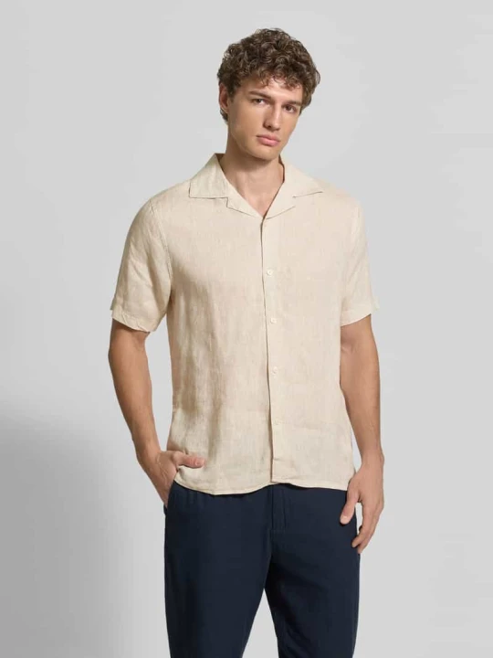 Zdjęcie produktu Koszula casual z lnu o kroju modern fit model 'CAMICIA' MARKUP Piaskowy
