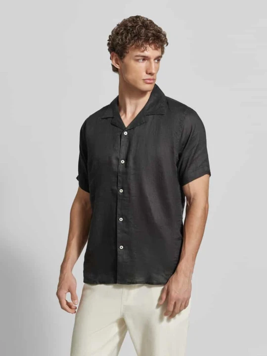 Zdjęcie produktu Koszula casual z lnu o kroju modern fit model 'CAMICIA' MARKUP Czarny