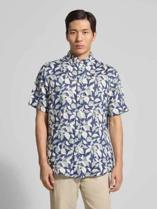 Zdjęcie produktu Koszula casual z lnu z kołnierzykiem button-down w kroju regular fit Christian Berg Granatowy