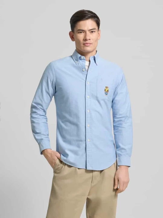 Zdjęcie produktu Koszula casualowa o kroju custom fit z wyhaftowanym motywem Polo Ralph Lauren Granatowy melanż