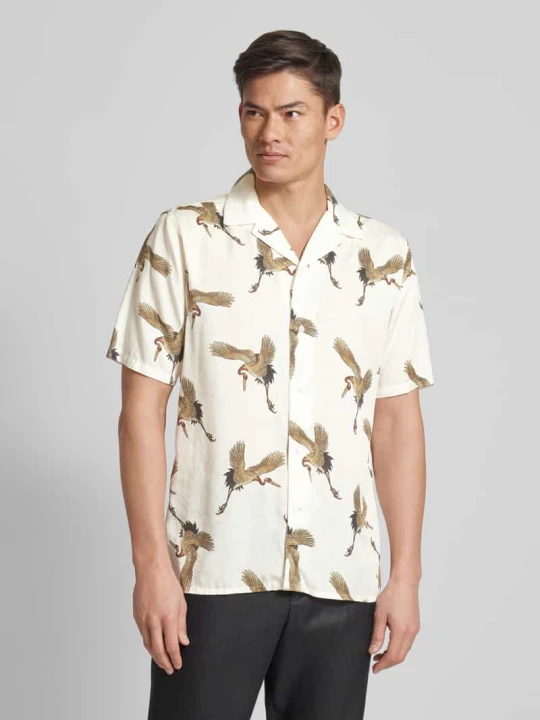Zdjęcie produktu Koszula casualowa o kroju modern fit ze wzorem na całej powierzchni model ‘Tencel’ lindbergh Złamany biały