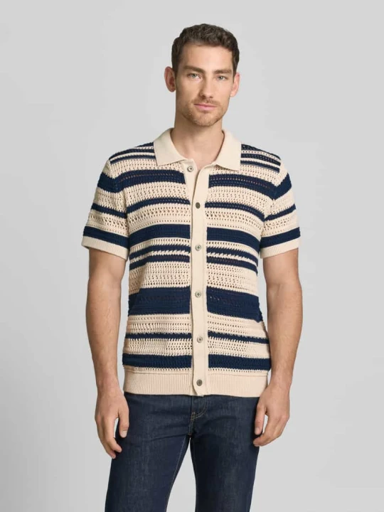 Zdjęcie produktu Koszula casualowa o kroju nowoczesnym w imitacji dzianiny z listwą guzikową Jack&Jones Granatowy