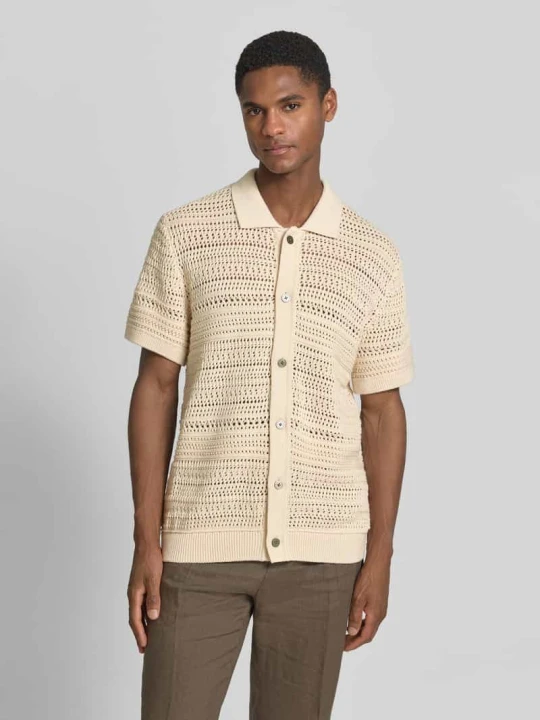 Zdjęcie produktu Koszula casualowa o kroju nowoczesnym w imitacji dzianiny z listwą guzikową Jack&Jones Beżowy
