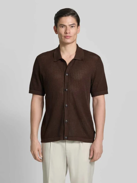 Zdjęcie produktu koszula casualowa o kroju regular fit w imitacji dzianiny model 'Owen' Jack&Jones Orzechowy