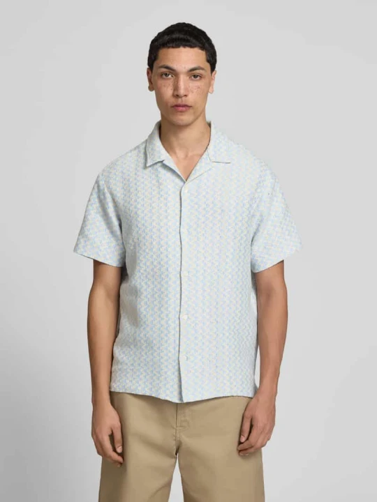 Zdjęcie produktu koszula casualowa o kroju regular fit we wzorze na całej powierzchni model 'MONTAUK' Jack&Jones Jasnoniebieski