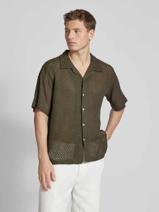 Zdjęcie produktu Koszula casualowa o kroju regular fit z ażurowym wzorem model ‘MADDEN’ Redefined Rebel Ciemnobrązowy