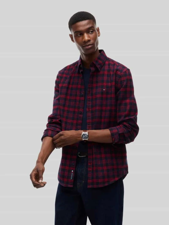 Zdjęcie produktu Koszula casualowa o kroju regular fit ze wzorem w kratę Tommy Jeans Ciemnoczerwony