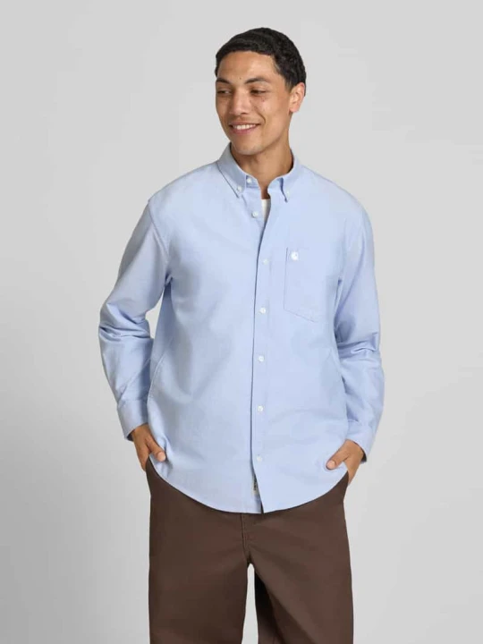 Zdjęcie produktu koszula casualowa o kroju regular fit z brustaszą i wyhaftowanym logo Carhartt WIP Jasnoniebieski