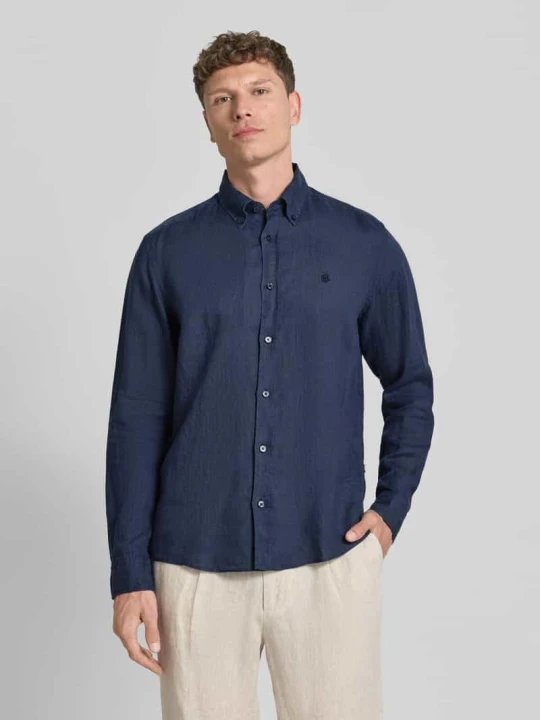Zdjęcie produktu koszula casualowa o kroju regular fit z czystego lnu model 'LIAM' Boss Granatowy