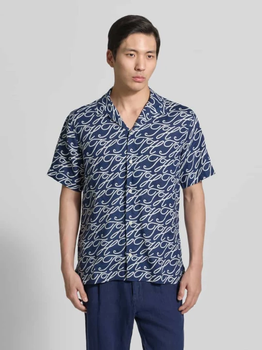 Zdjęcie produktu Koszula casualowa o kroju regular fit z czystego lnu model 'LINEN CAMP COLLAR' Tommy Hilfiger Granatowy