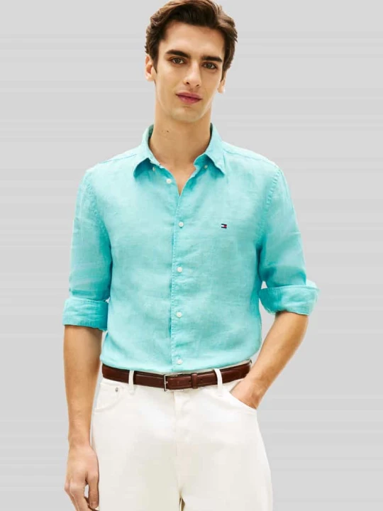 Zdjęcie produktu Koszula casualowa o kroju regular fit z czystego lnu Tommy Hilfiger Turkusowy