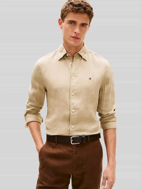 Zdjęcie produktu Koszula casualowa o kroju regular fit z czystego lnu Tommy Hilfiger Beżowy