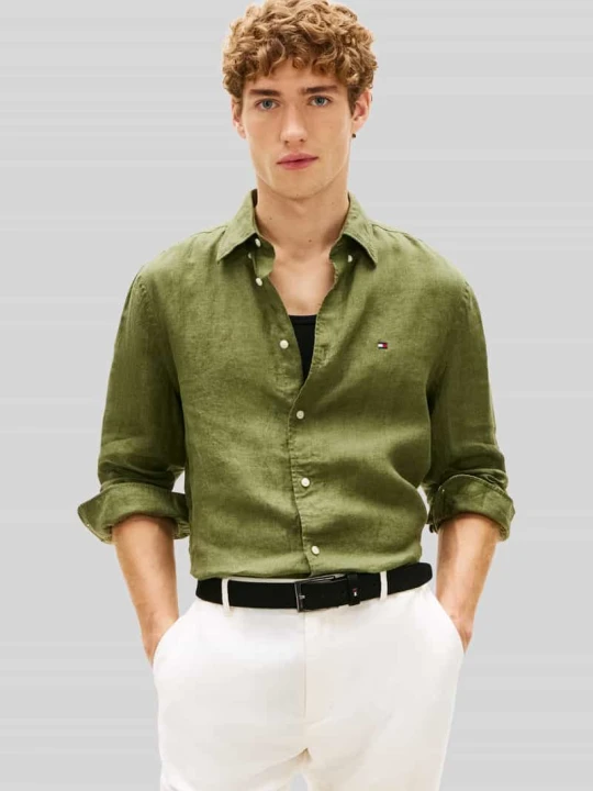 Zdjęcie produktu Koszula casualowa o kroju regular fit z czystego lnu Tommy Hilfiger Khaki