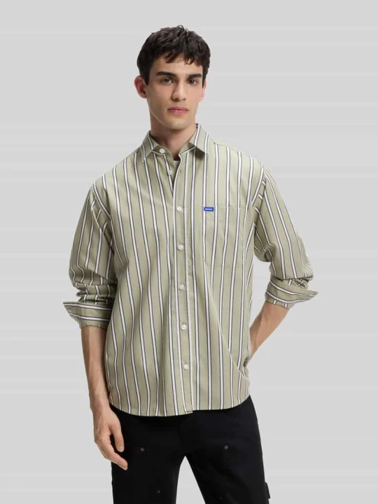 Zdjęcie produktu koszula casualowa o kroju regular fit z czystej bawełny model 'Ebalto_1' Hugo Jasnozielony
