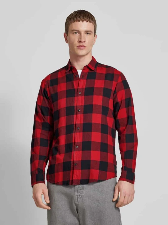 Zdjęcie produktu Koszula casualowa o kroju regular fit z diagonalu model ‘Gingham’ Jack&Jones Jasnoczerwony