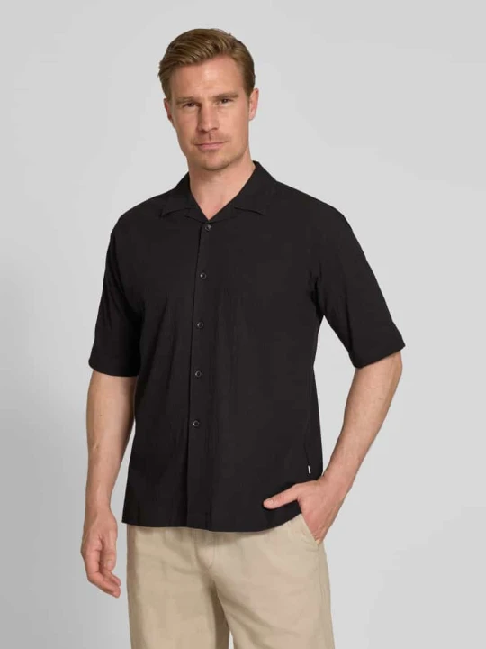 Zdjęcie produktu koszula casualowa o kroju regular fit z fakturowanym wzorem model 'Alfie' Digel Czarny
