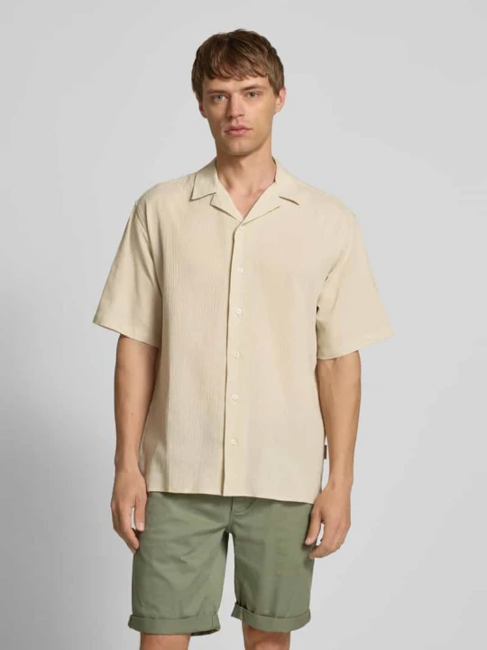 Zdjęcie produktu Koszula casualowa o kroju regular fit z fakturowanym wzorem model ‘FELIX’ Redefined Rebel Beżowy