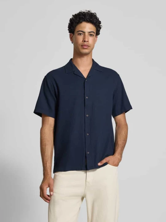 Zdjęcie produktu Koszula casualowa o kroju regular fit z fakturowanym wzorem model 'Global' Jack&Jones Ciemnoniebieski