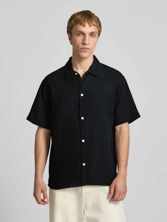 Zdjęcie produktu Koszula casualowa o kroju regular fit z fakturowanym wzorem model 'MONTAUK' Jack&Jones Czarny