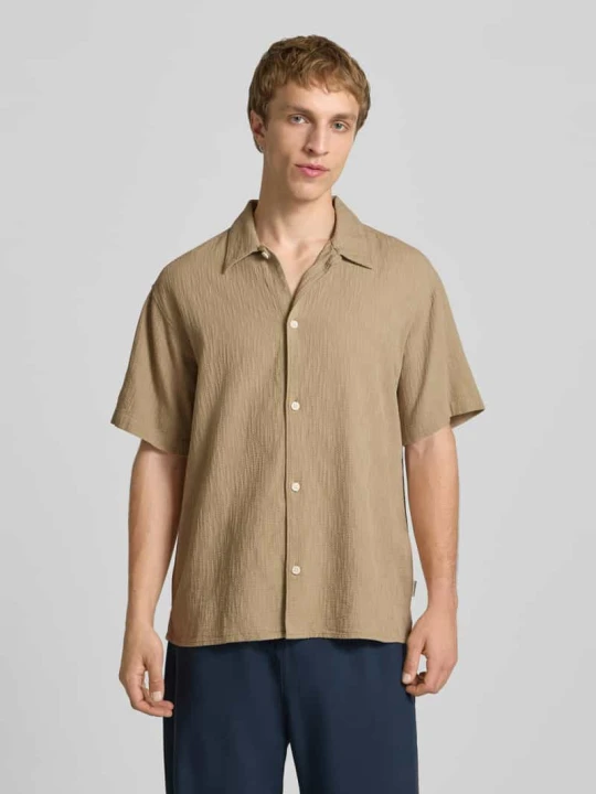 Zdjęcie produktu Koszula casualowa o kroju regular fit z fakturowanym wzorem model 'MONTAUK' Jack&Jones Beżowy