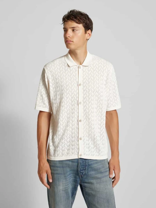 Zdjęcie produktu Koszula casualowa o kroju regular fit z haftem angielskim model ‘NOTO’ Jack&Jones Złamany biały