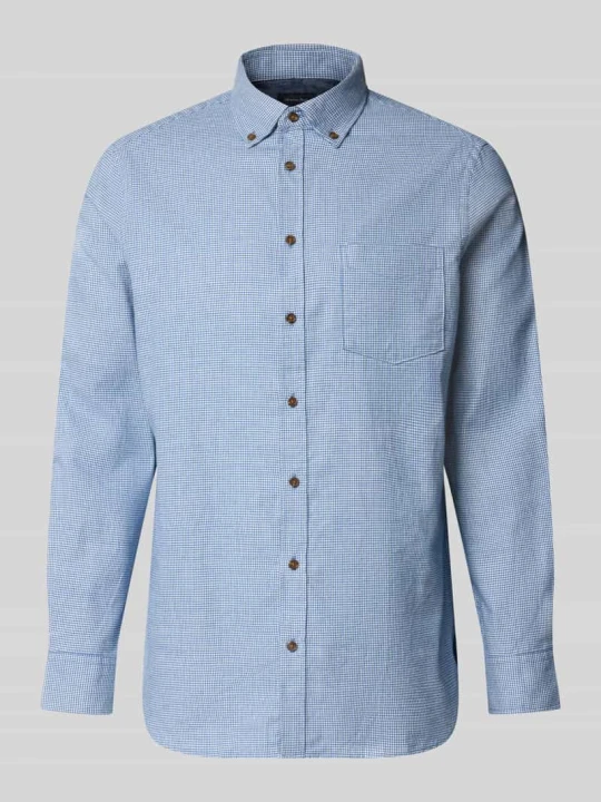 Zdjęcie produktu koszula casualowa o kroju regular fit z kołnierzykiem typu button down Christian Berg Metaliczny niebieski