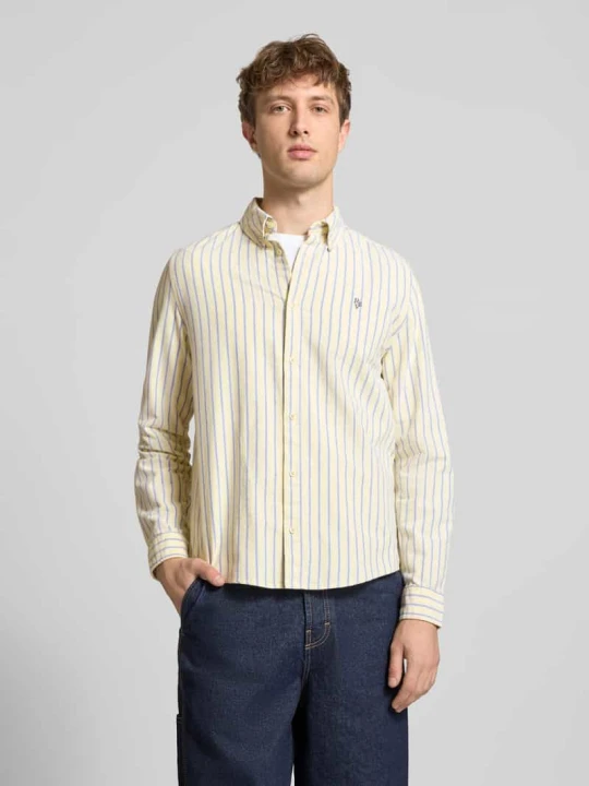 Zdjęcie produktu Koszula casualowa o kroju regular fit z kołnierzykiem typu button down i haftem REVIEW Jasnożółty