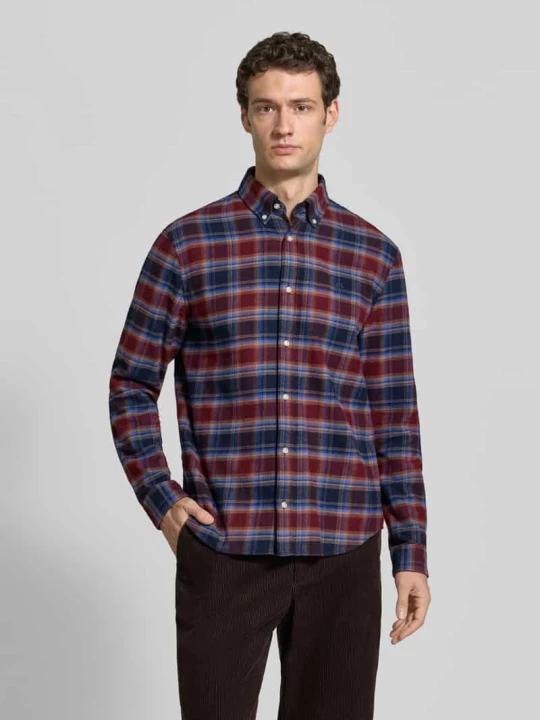 Zdjęcie produktu koszula casualowa o kroju regular fit z kołnierzykiem typu button down MCNEAL Ciemnoczerwony