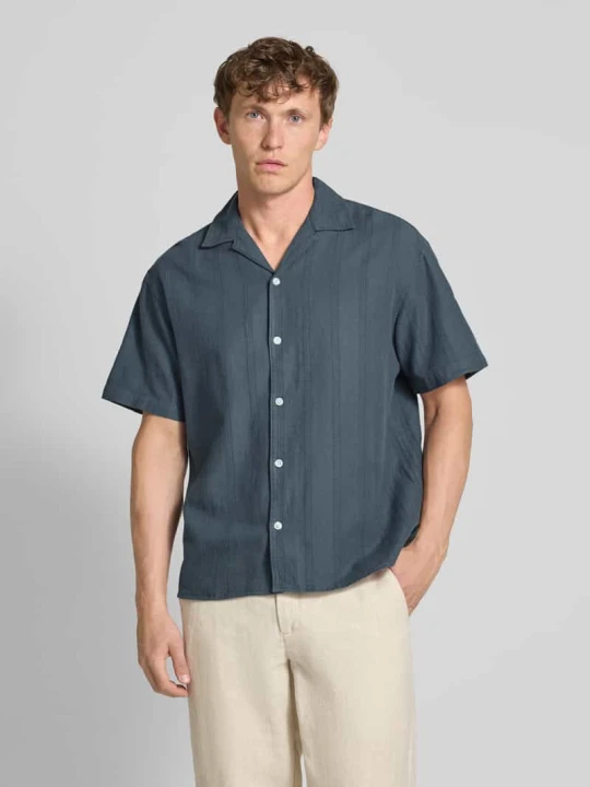 Zdjęcie produktu Koszula casualowa o kroju regular fit z mieszanki bawełny i dodatkiem lnu model ‘MONTANA’ Jack&Jones Ciemnoniebieski