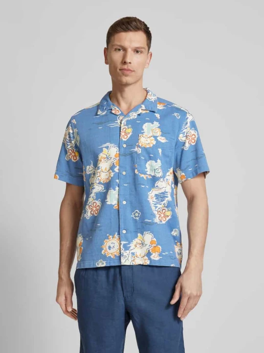Zdjęcie produktu Koszula casualowa o kroju regular fit z listwą guzikową KnowledgeCotton Apparel Niebieski