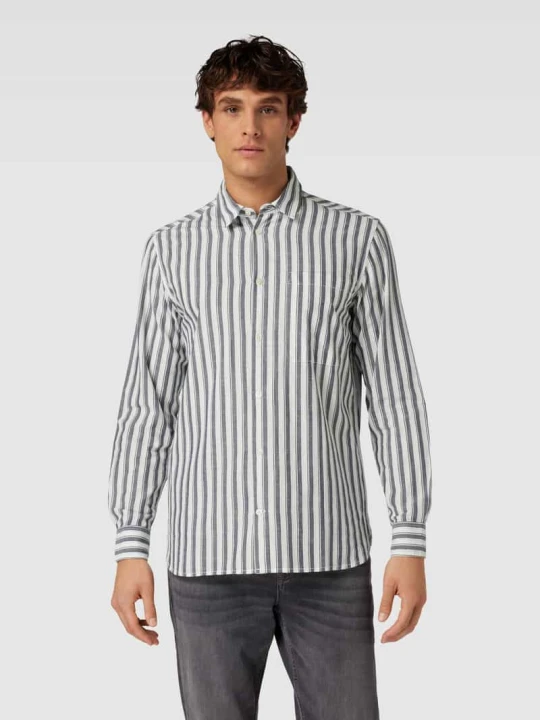 Zdjęcie produktu Koszula casualowa o kroju regular fit z listwą guzikową KnowledgeCotton Apparel Granatowy