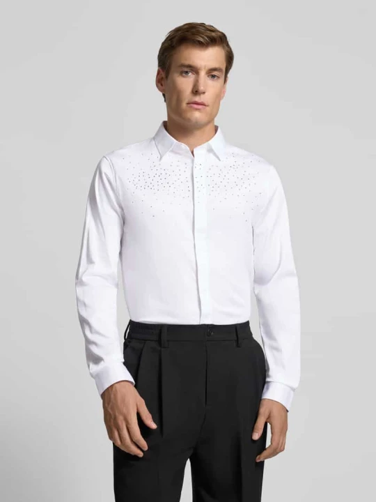 Zdjęcie produktu Koszula w kroju regular fit casualowa z obszyciem ozdobnymi kamieniami model 'CAMICIA' Armani Exchange Biały