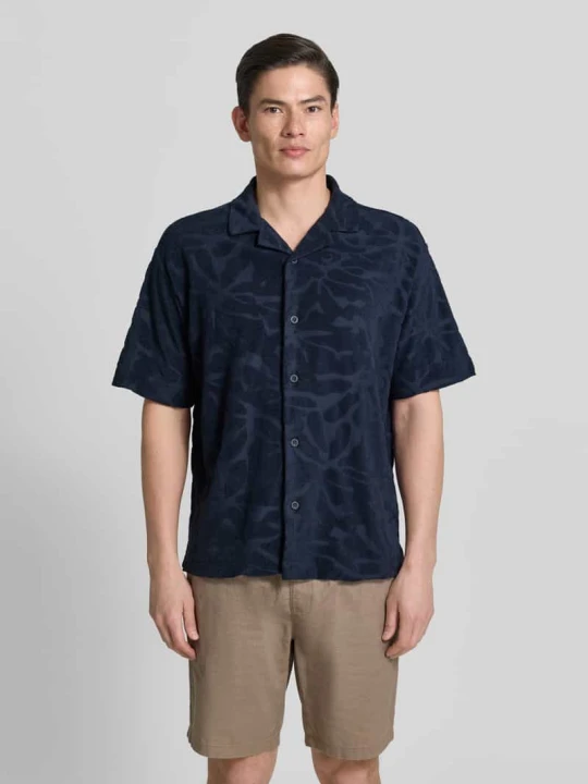 Zdjęcie produktu koszula casualowa o kroju regular fit z mieszanka bawełny model 'WE_FLOWER' Boss Granatowy