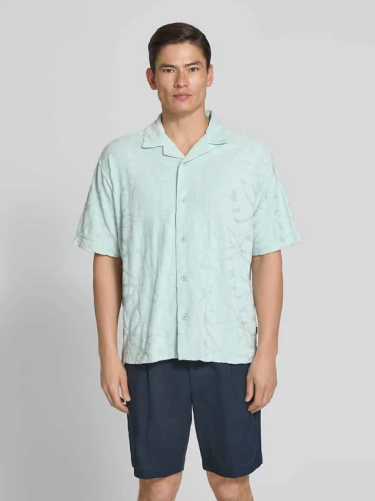 Zdjęcie produktu koszula casualowa o kroju regular fit z mieszanka bawełny model 'WE_FLOWER' Boss Turkusowy