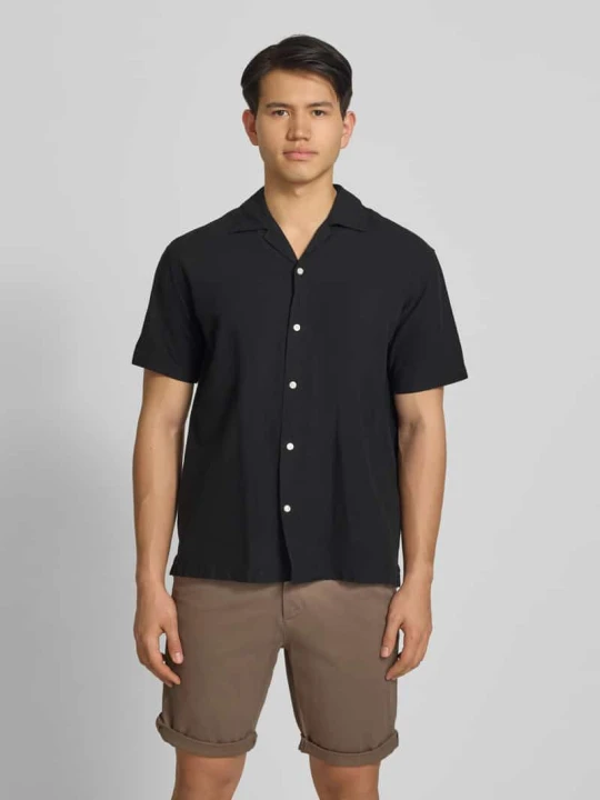 Zdjęcie produktu Koszula casualowa o kroju regular fit z mieszanki bawełny i lnu Jack&Jones Czarny