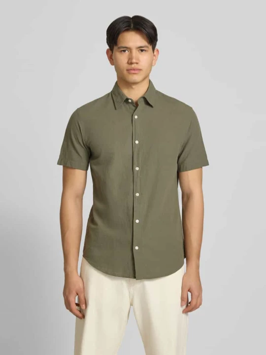 Zdjęcie produktu Koszula casualowa o kroju regular fit z mieszanki bawełny i lnu Jack&Jones Oliwkowy