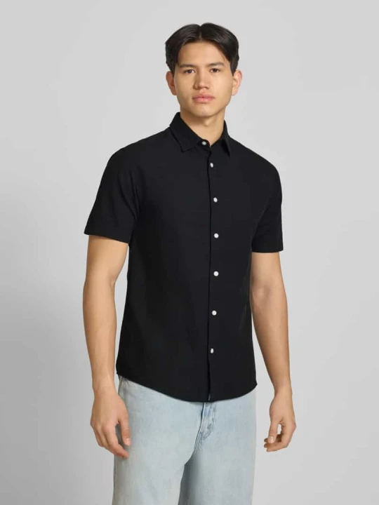 Zdjęcie produktu Koszula casualowa o kroju regular fit z mieszanki bawełny i lnu Jack&Jones Czarny